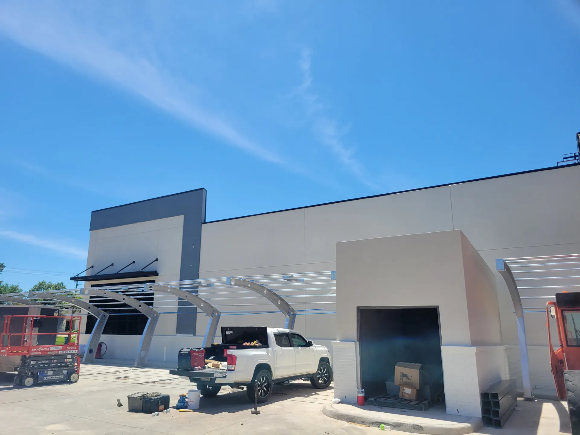 Car wash building under construction