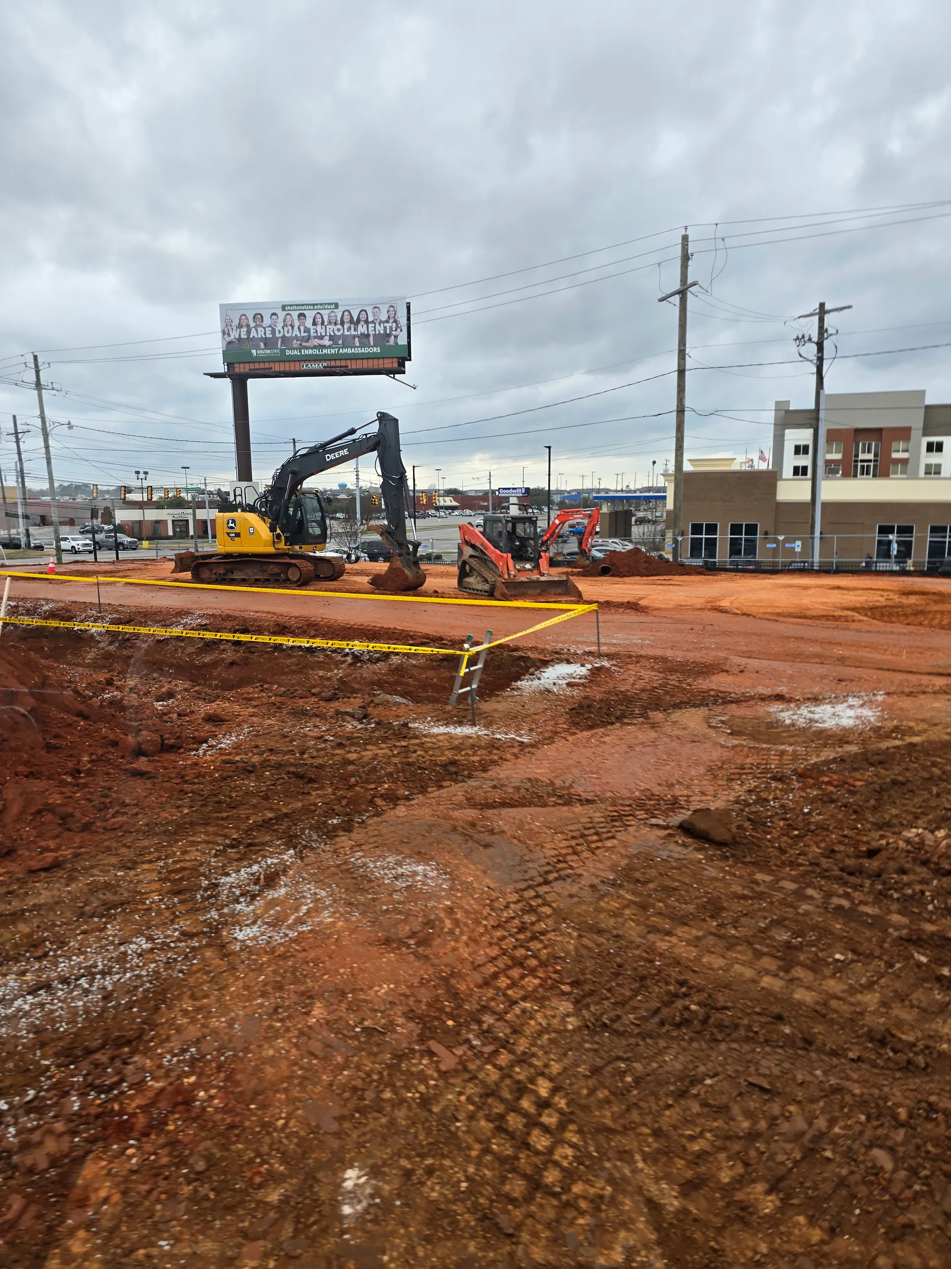 Excavators preparing a construction site
