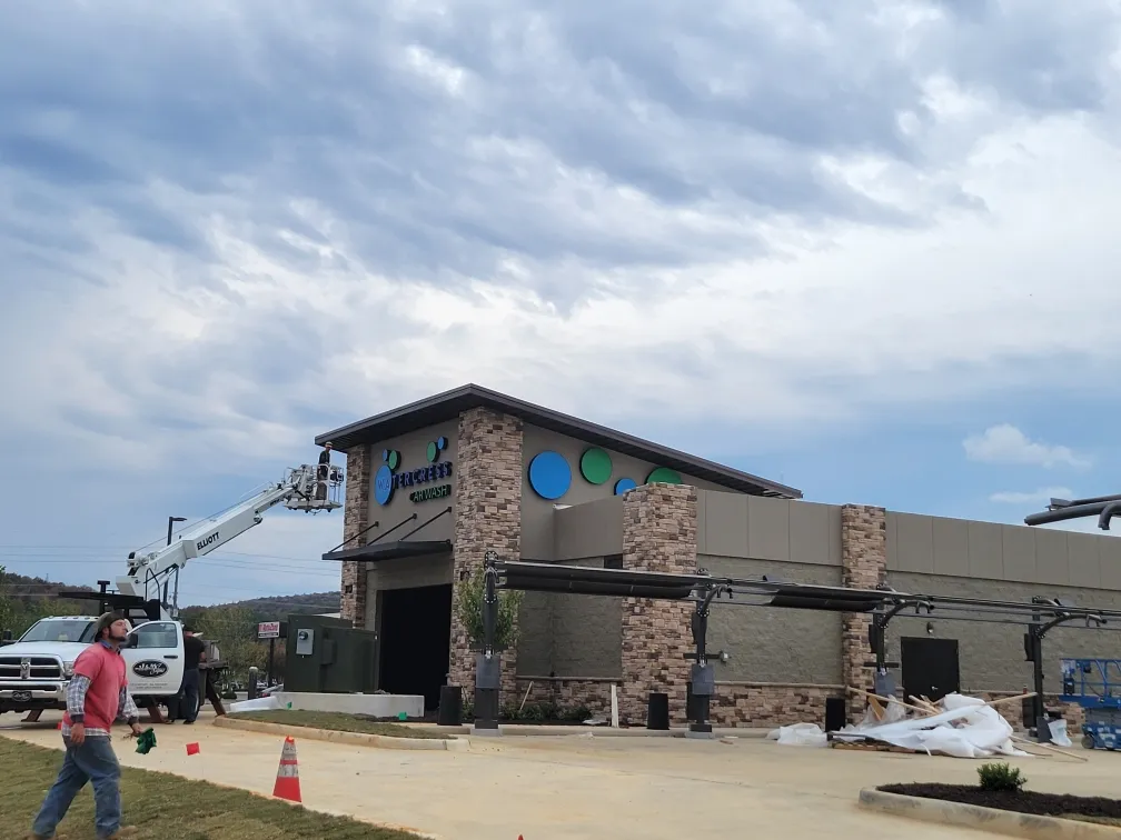 Car wash building during construction